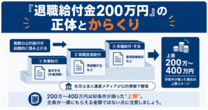 退職給付金200万〜400万円の正体と、金額が積み上がって上限に近づく仕組みを象徴的に示したもの